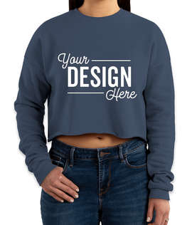 Bella + Canvas Women's Drop Shoulder Cropped Crewneck Sweatshirt - Color: Navy