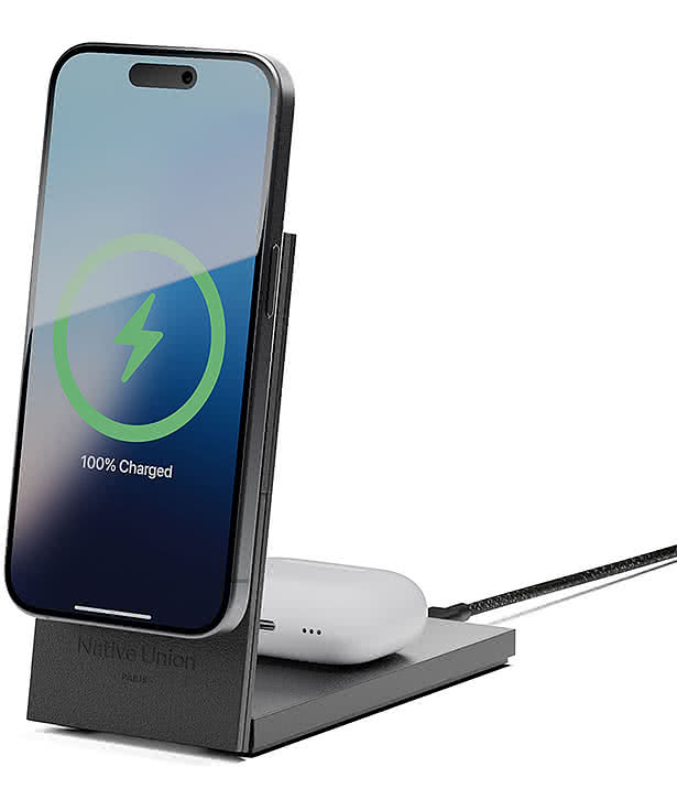 Laser Engraved Native Union Rise 2-in-1 Qi2 Wireless Charger