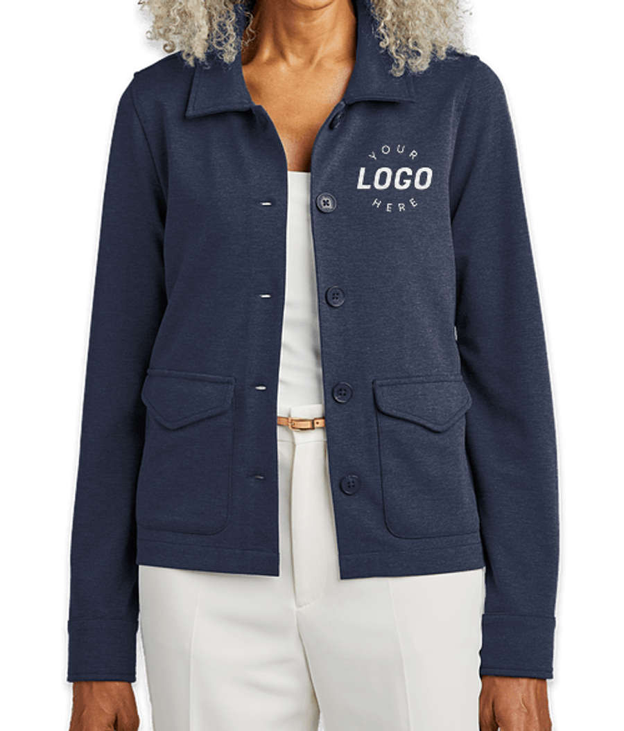 Brooks Brothers Women’s Stretch Button Cardigan in Navy Blazer Heather