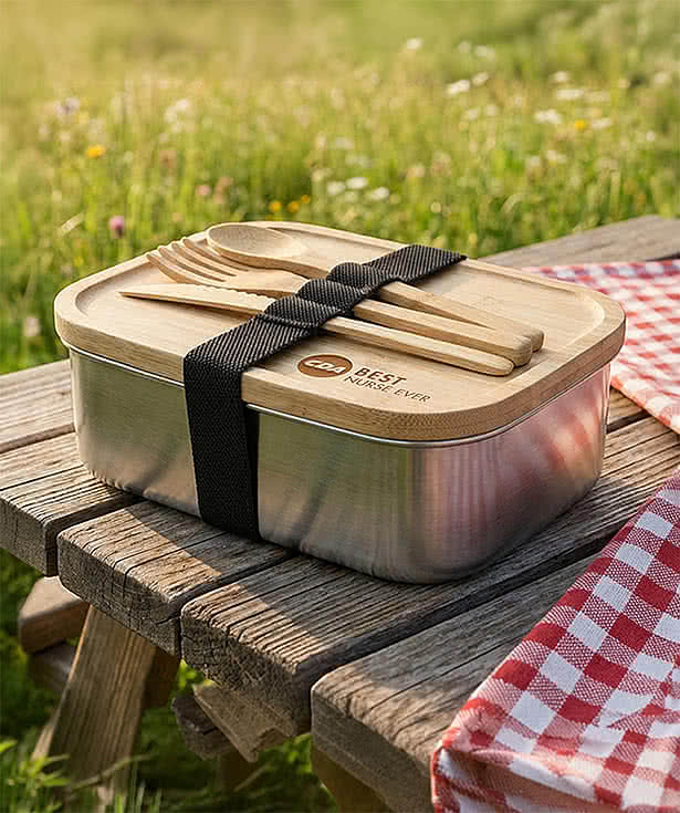 Chapman 4pc To Go Box w/Bamboo Lid & Utensils