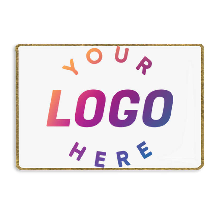 Rectangular Lapel Pin in White / Brass