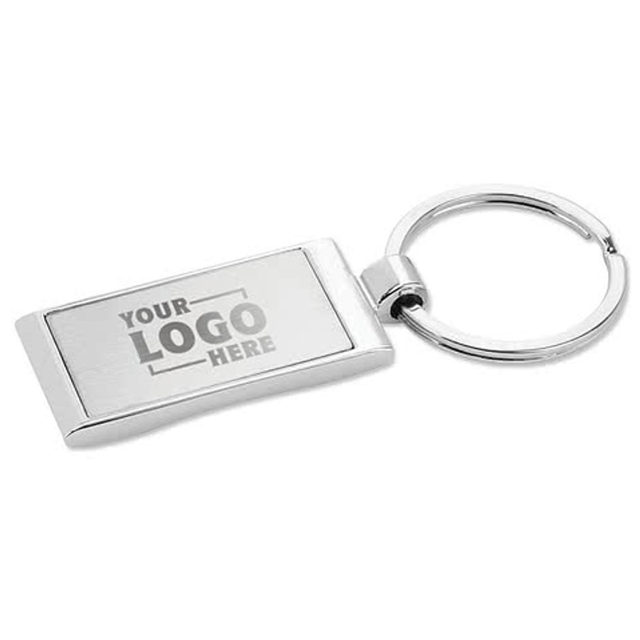 Laser Engraved Wave Keychain in Silver