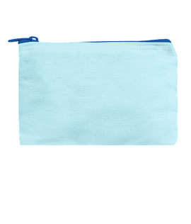 Small Colored Canvas Pouch with Colored Zipper - Color: Easy Breezy/ Blue Bird