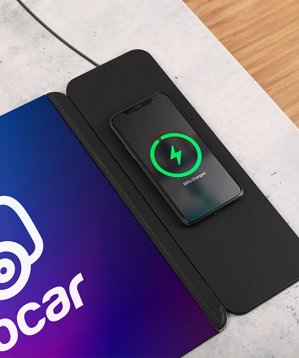 Full Color NoWire Recycled 15W Wireless Charging Desk Mat