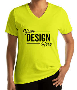 Port & Company Women's Core Cotton V-Neck T-shirt - Color: Neon Yellow