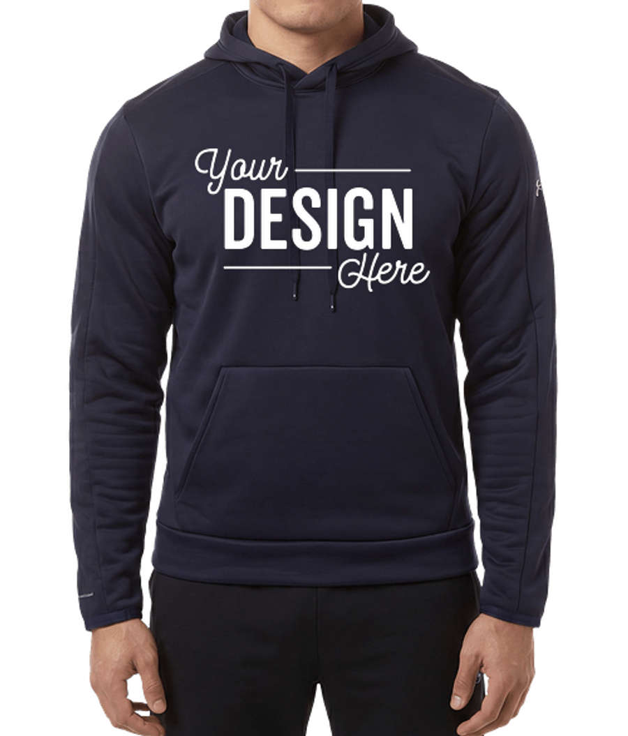 Under Armour Recycled Fleece Pro Pullover Hoodie in Midnight Navy/White
