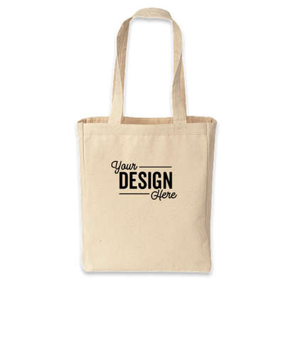 Medium Gusseted Midweight 100% Cotton Canvas Tote Bag - Natural