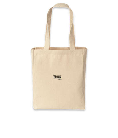 Embroidered Medium Gusseted Midweight 100% Cotton Canvas Tote Bag - Natural