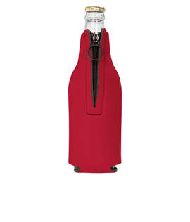 Foldable Foam Zipper Bottle Cooler - Color: Red