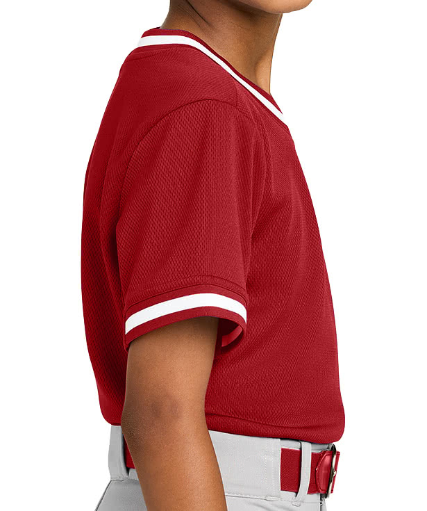 Sport-Tek Youth Tough Mesh V-Neck Baseball Jersey
