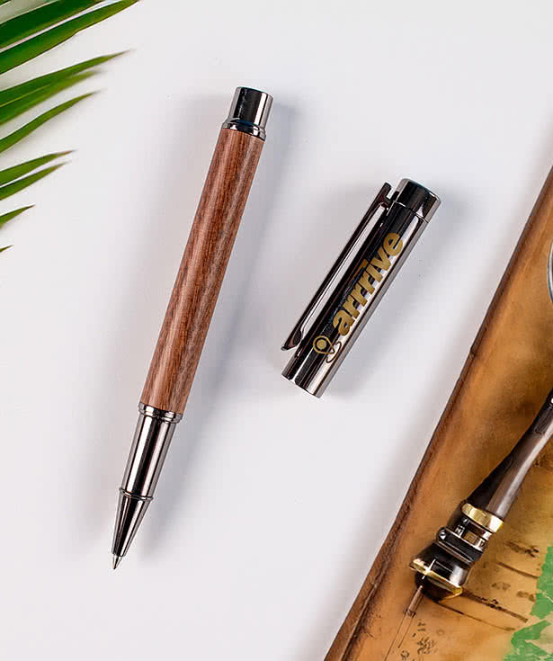 Laser Engraved Luxwood Rollerball Gel Pen (black ink)