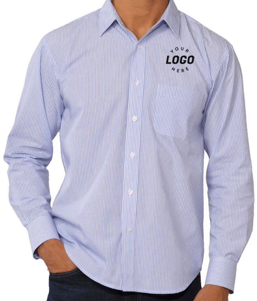 Blue Generation Striped Poplin Dress Shirt in Blue / White Stripe