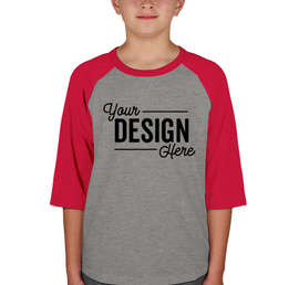 Sport-Tek Youth Raglan T-shirt - Color: Heather Grey / Red