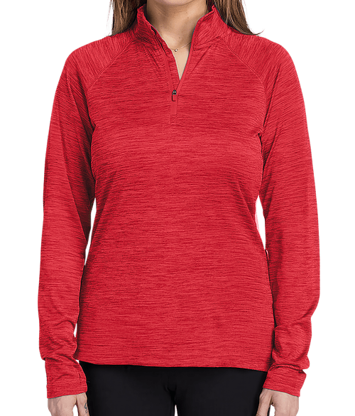 Charles River Women's Space Dyed Quarter Zip Performance Shirt in Red