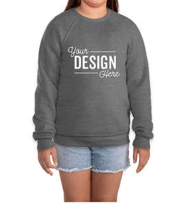Bella + Canvas Youth Ultra Soft Crewneck Sweatshirt - Color: Deep Heather