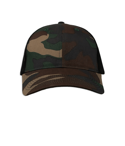 Valucap Mesh-Back Twill Trucker Hat in Camo /  Black