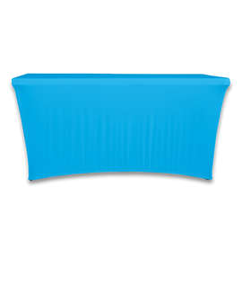 Full Color 6' Ultrafit Curve Open-Back Stretch Tablecloth - Color: Columbia Blue
