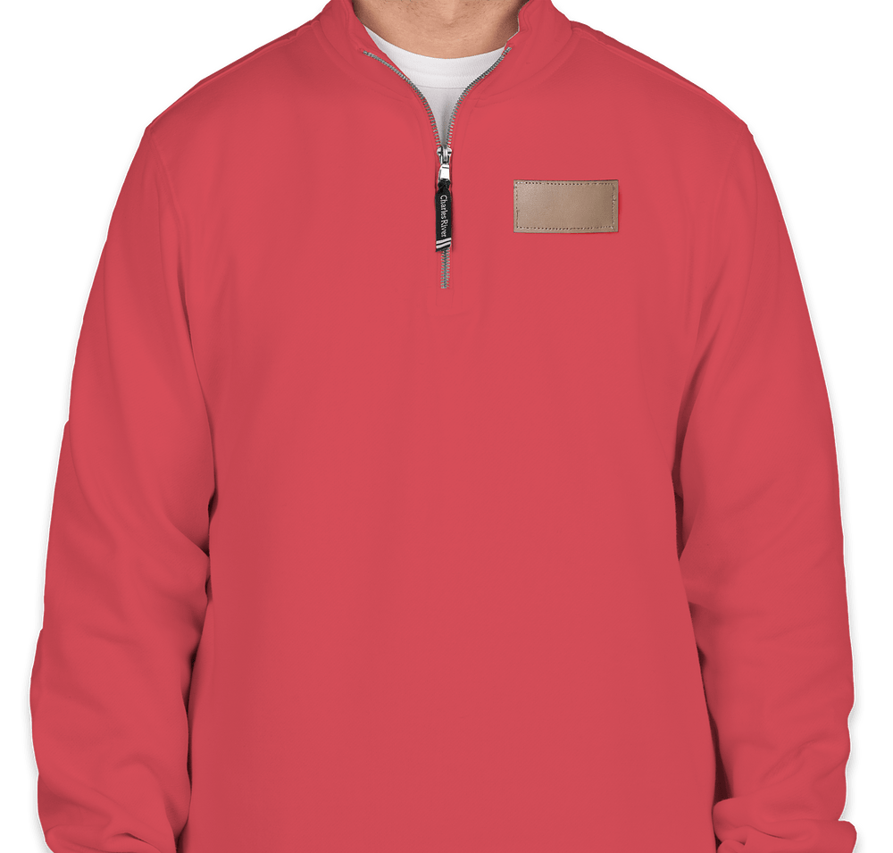 Charles River Crosswind Quarter Zip Sweatshirt - Faux Leather Patch-default