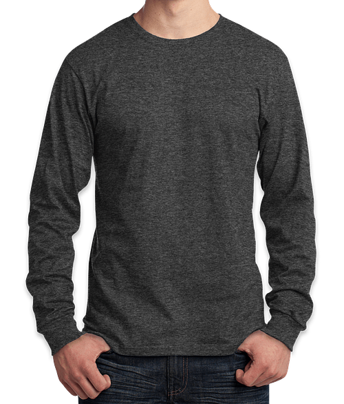 Port & Company Core Cotton Long Sleeve T-shirt in Dark Heather Grey