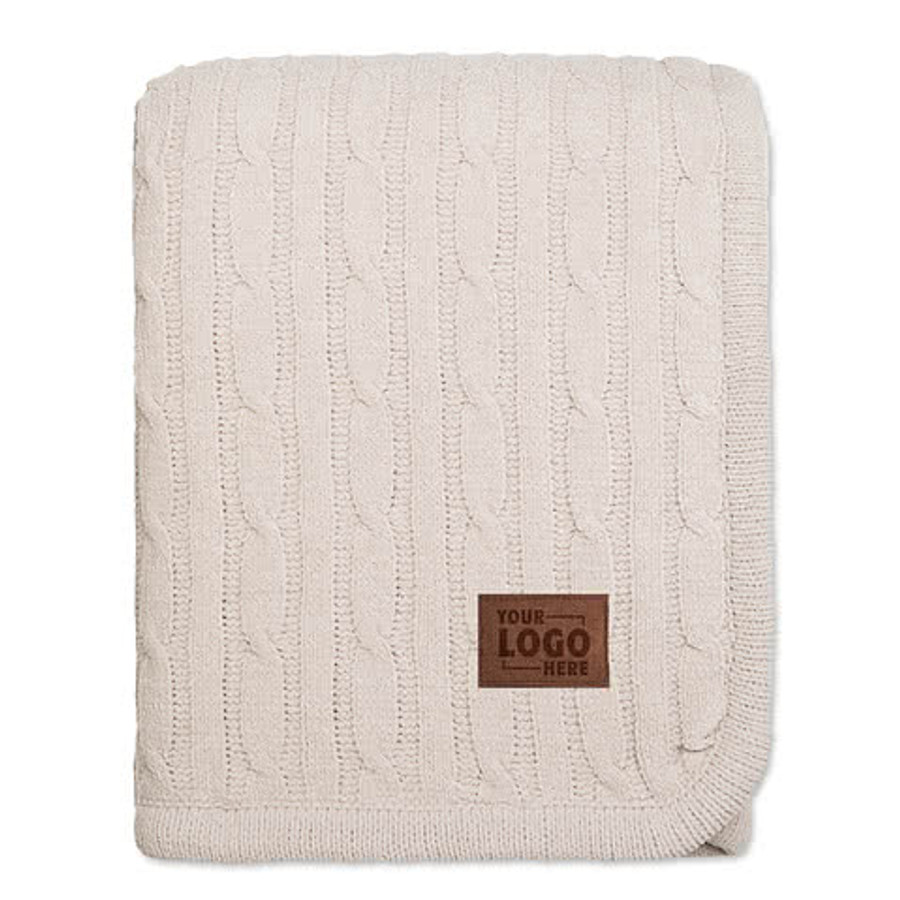 Kanata Cable Knit Lambswool Blanket - Laser Engraved in Gray