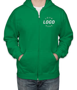 Gildan Midweight Zip Hoodie - Embroidered - Color: Irish Green