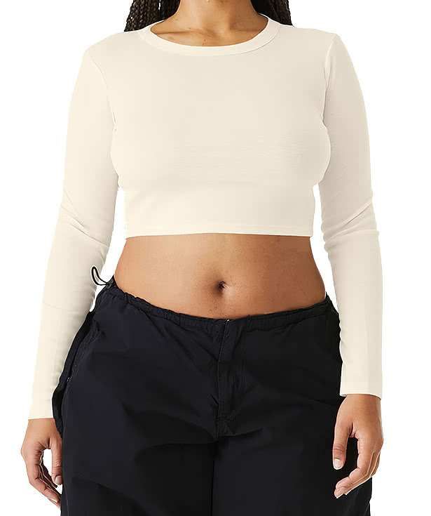 Bella + Canvas Women's Micro Rib Long Sleeve Crop T-shirt