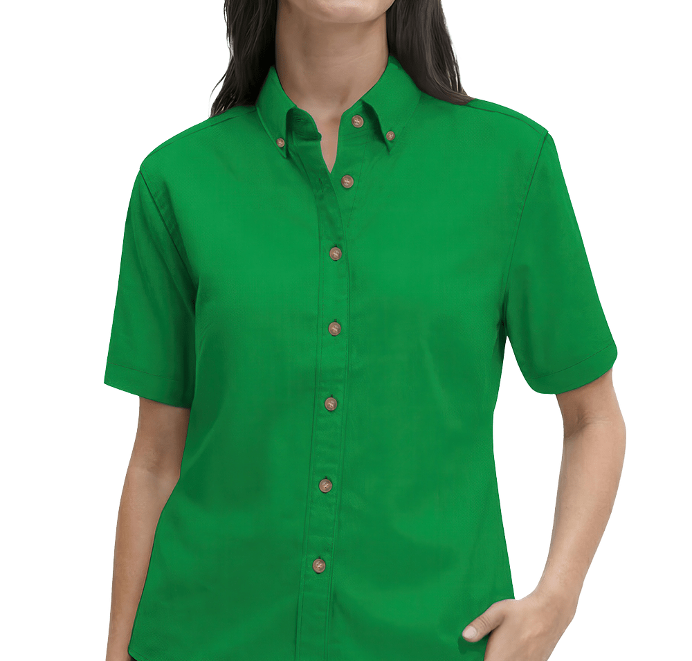 Blue Generation Women’s 100% Cotton Twill Short Sleeve Shirt-default