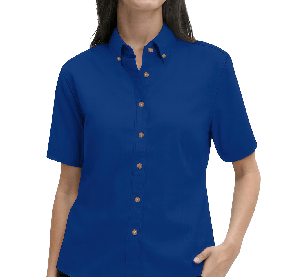 Blue Generation Women’s 100% Cotton Twill Short Sleeve Shirt-default