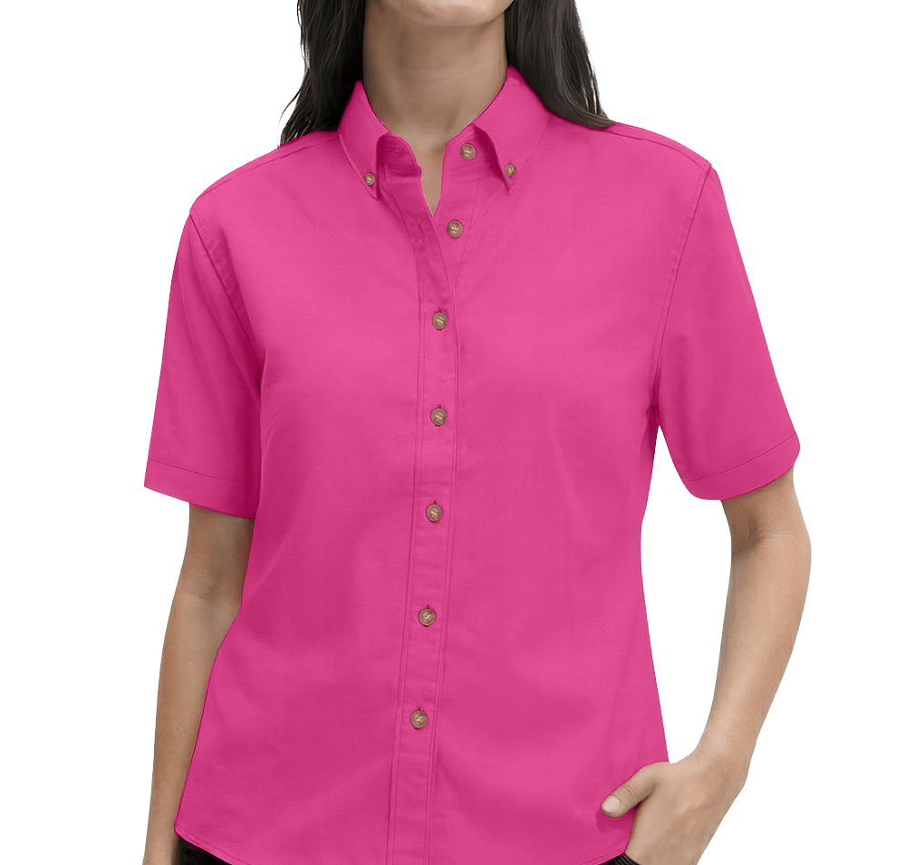 Blue Generation Women’s 100% Cotton Twill Short Sleeve Shirt-default
