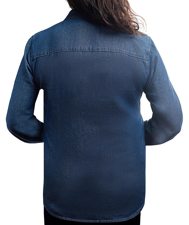 Blue Generation Women's Untucked Long Sleeve Denim Shirt - Embroidered
