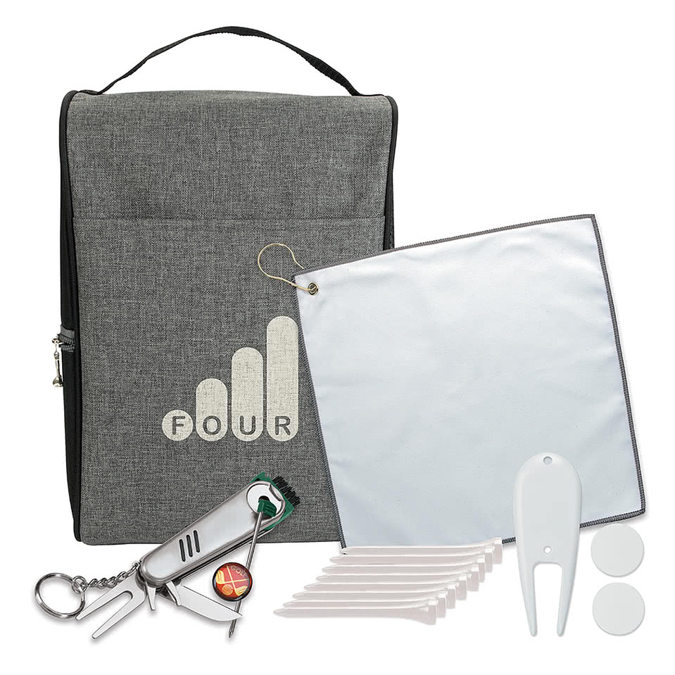 Heathered Shoe Bag Golf Kit