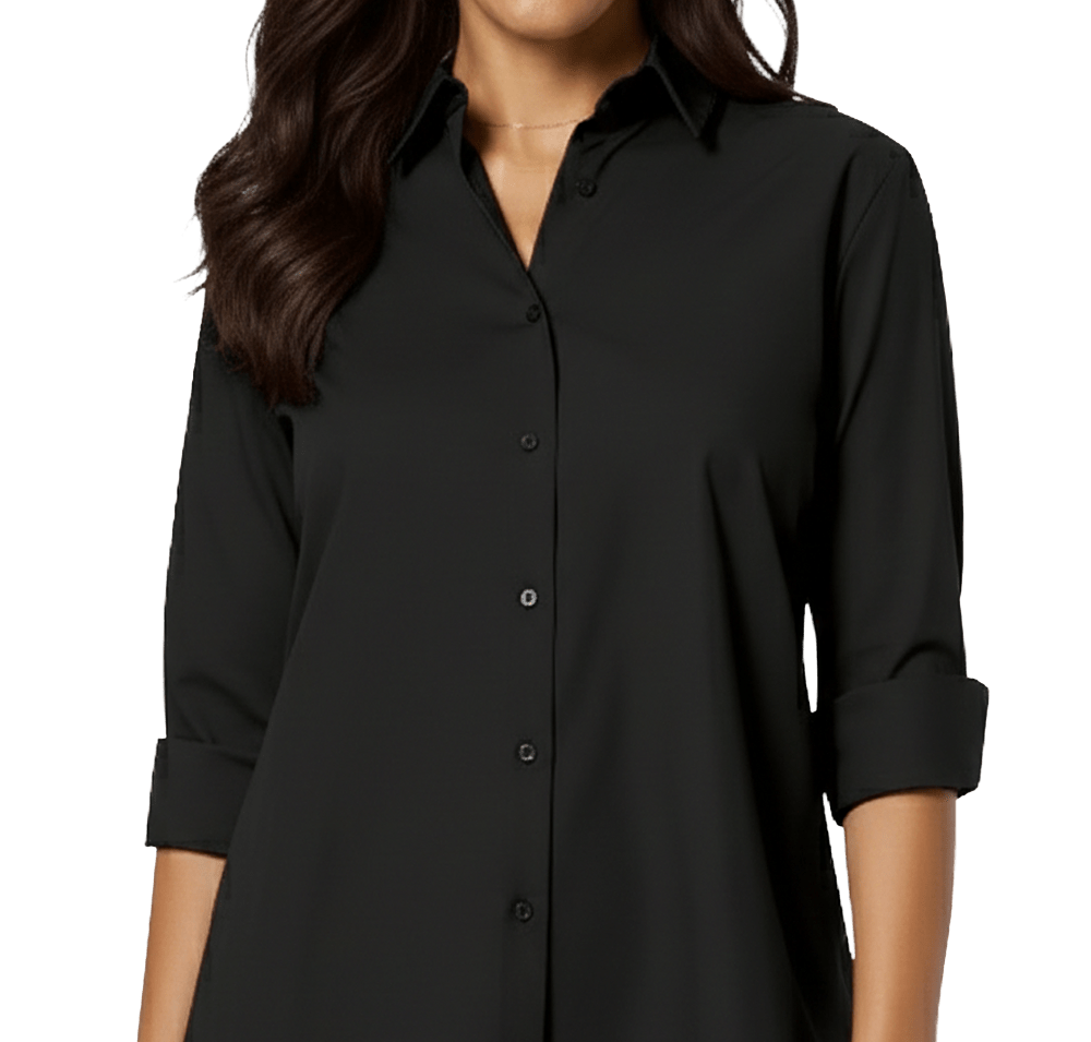 Blue Generation Women’s Studio Poplin 3/4 Sleeve Swing Shirt - Embroidered-default