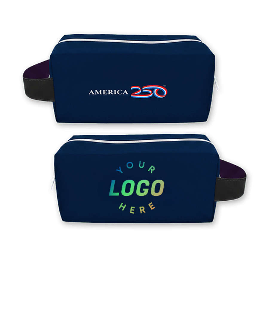 Full Color America250â„¢ Sublime Recycled Dopp Kit Toiletry Bag in WHITE WITH BLACK