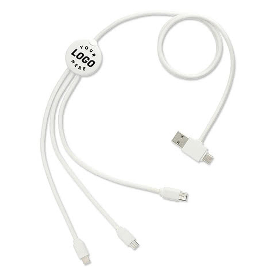 5-in-1 Charging Cable With Antimicrobial Coating in White