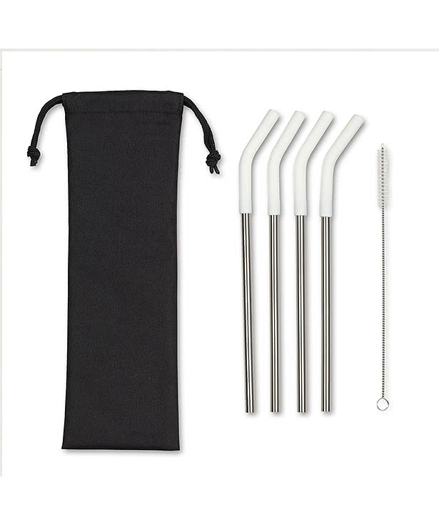 Aviana Poppy 4-Pack Stainless Steel Straw Set
