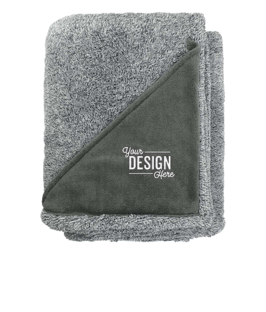Heathered Fuzzy Fleece Blanket in Charcoal