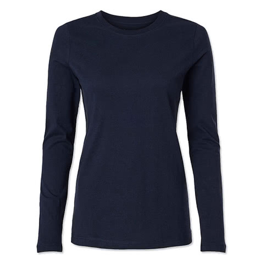 Jaanuu Women's RegenX Cotton Underscrub Long Sleeve T-shirt - Embroidered in Midnight Navy