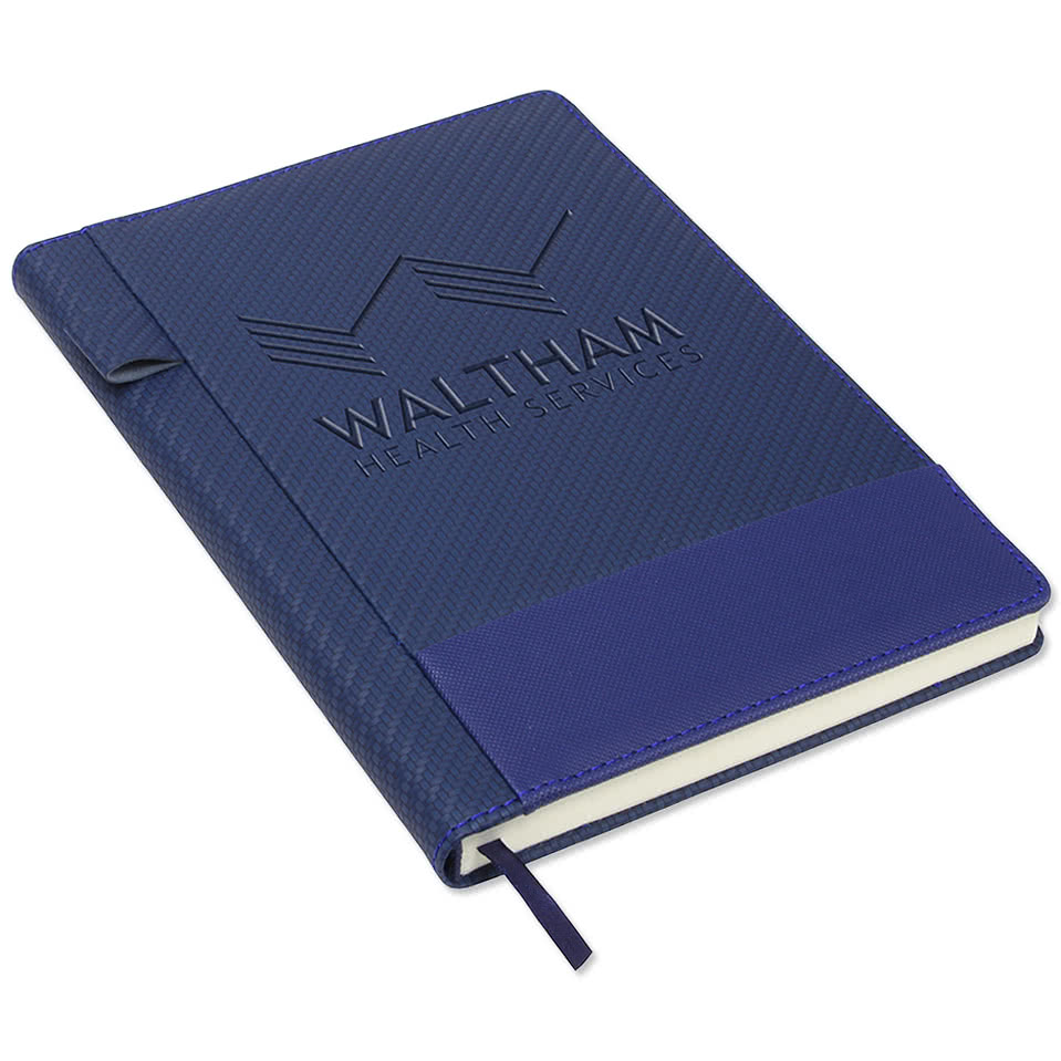 Debossed Symposium Hard Cover Textured Notebook with Pen Loop
