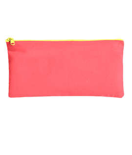 Large Colored Canvas Pouch with Colored Zipper - Color: Grapefruit/ Lemon Chiffon