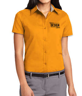 Port Authority Women's Short Sleeve Easy Care Shirt - Color: Athletic Gold/Light Stone