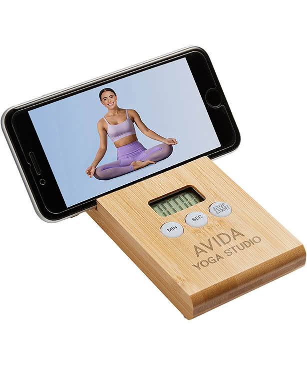 Laser Engraved Home & Table Bamboo Timer and Phone Stand