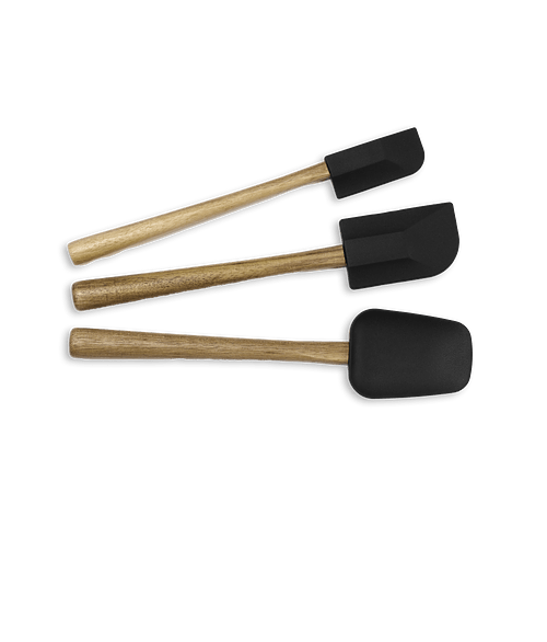 Laser Engraved La Cuisine Silicone Baking Utensil Set in Black