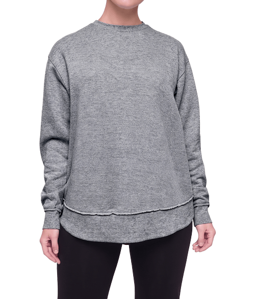 Live & Tell by LAT Women's Weekend Fleece Crewneck Sweatshirt in Granite Heather
