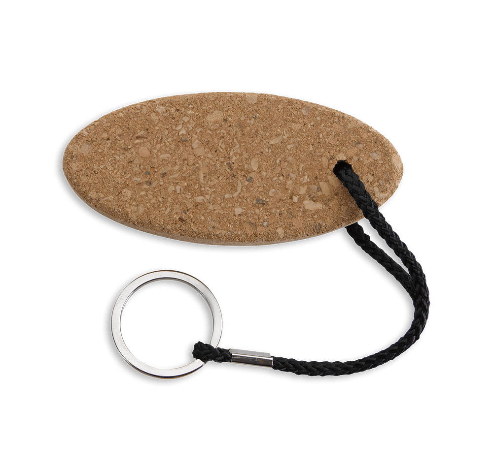 Laser Engraved Buoy Oval Cork Keychain-default
