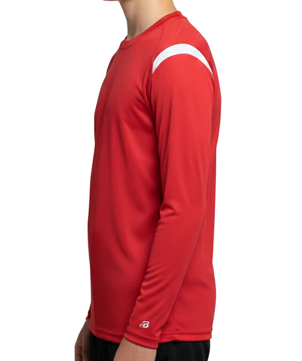 Badger Youth On The Rise Sport Paneled Long Sleeve Performance Shirt