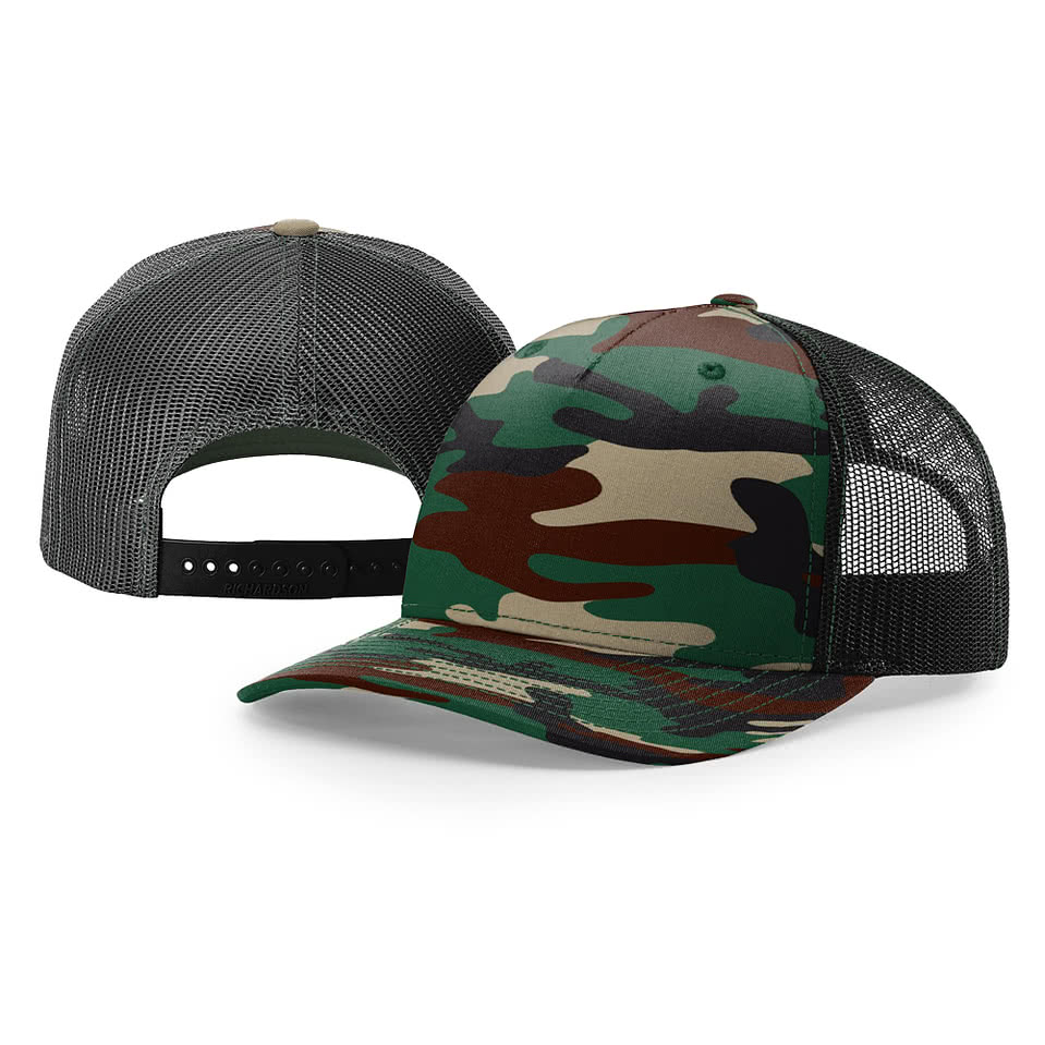 Richardson Camo Pattern Five Panel Trucker Hat