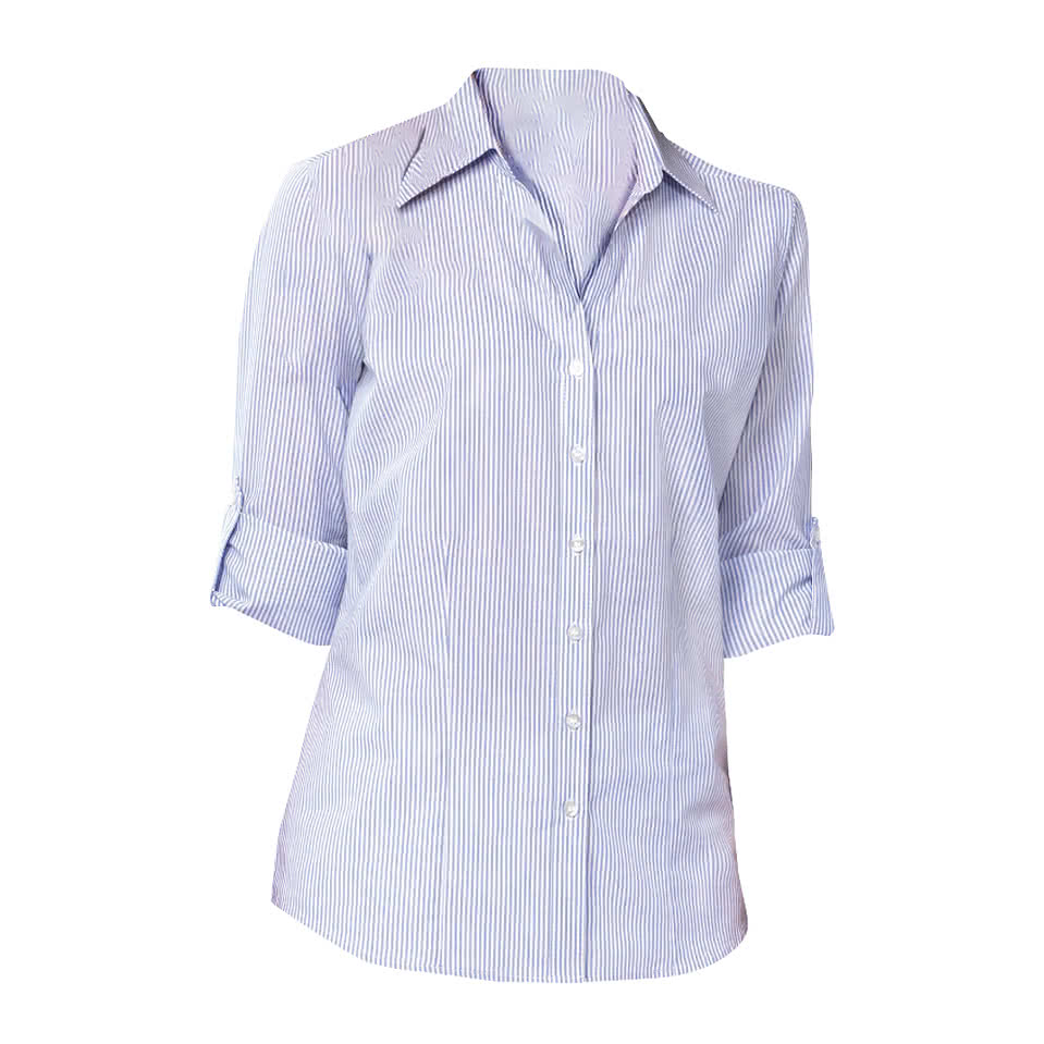 Blue Generation Women's Striped Poplin Dress Shirt