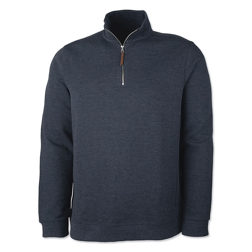 Charles River Hudson Quarter Zip Pullover - Faux Leather Patch