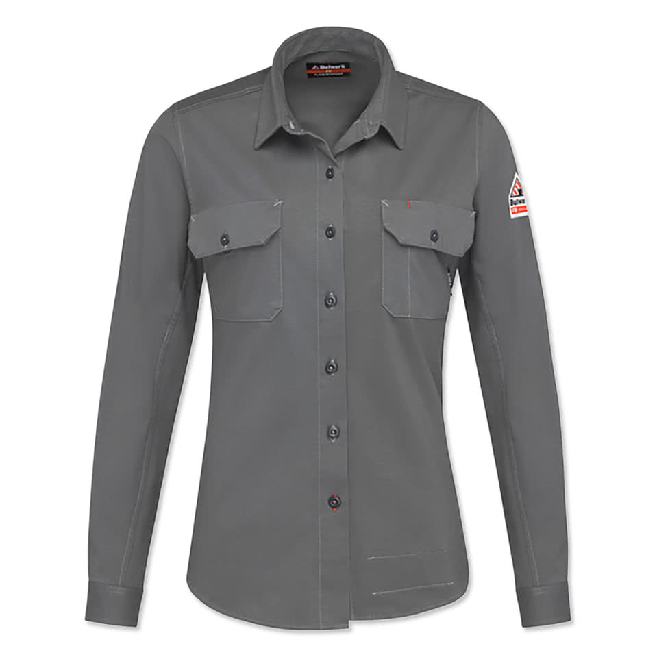 Bulwark Women's Flame Resistant Flex Knit Button Down Work Shirt