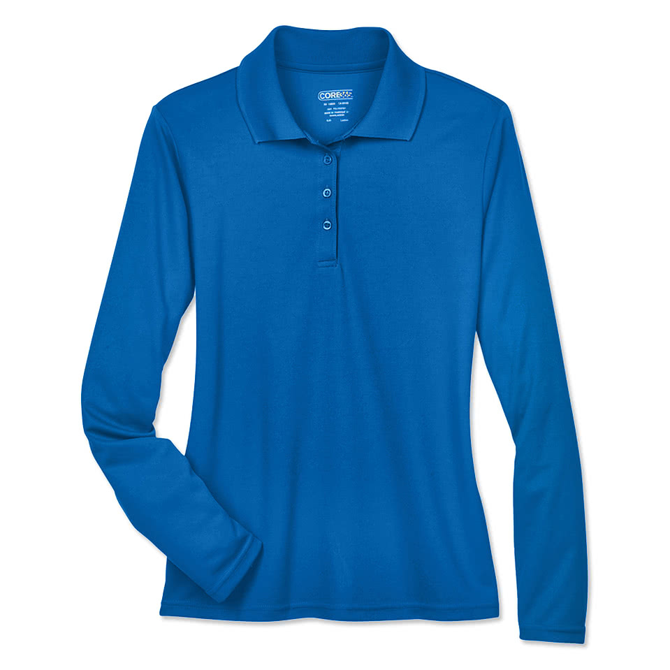 Core 365 Women's Long Sleeve Performance Pique Polo - Embroidered